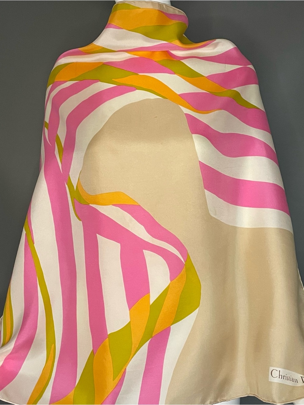 Vintage Christian Dior Silk Scarf 31 In Good Condition